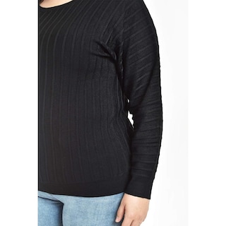 Foto 4 | Foto 4 | Sueter Con Relieve A Rayas Roman Fashion / Tallas Extras, 4002 (negro) Negro