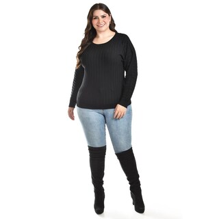 Foto 5 | Foto 5 | Sueter Con Relieve A Rayas Roman Fashion / Tallas Extras, 4002 (negro) Negro