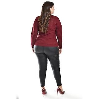 Foto 3 | Foto 3 | Sueter Con Relieve A Rayas Roman Fashion / Tallas Extras, 4002 (vino) Vino