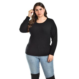 Foto 1 | Foto 1 | Sueter Con Relieve A Rayas Roman Fashion / Tallas Extras, 4002 (negro) Negro