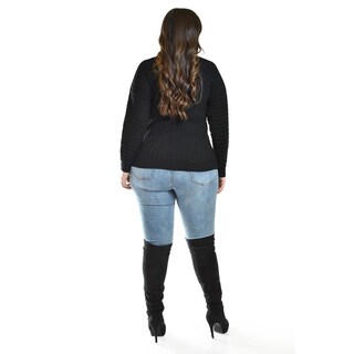 Foto 3 | Foto 3 | Sueter Con Relieve A Rayas Roman Fashion / Tallas Extras, 4002 (negro) Negro