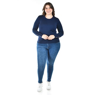 Foto 5 | Foto 5 | Suéter de Manga con Botones Roman Fashion Tallas Extras Azul Marino