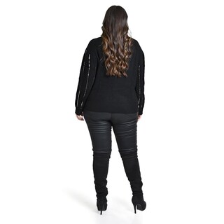 Foto 3 | Foto 3 | Sueter De Punto Con Lentejuela Roman Fashion / Tallas Extras, 4004 (negro / Plata) Negro