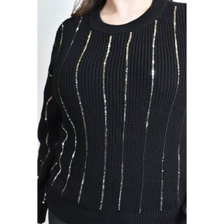 Foto 4 | Foto 4 | Sueter De Punto Con Lentejuela Roman Fashion / Tallas Extras, 4004 (negro / Plata) Negro