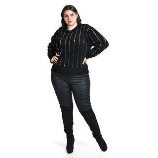 Foto 5 | Foto 5 | Sueter De Punto Con Lentejuela Roman Fashion / Tallas Extras, 4004 (negro / Plata) Negro