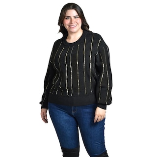 Foto 1 | Foto 1 | Sueter De Punto Con Lentejuela Roman Fashion / Tallas Extras, 4004 (negro / Dorado) Negro