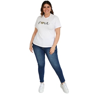 Foto 4 | Foto 4 | Playera Roman Fashion 9001-50 Love color Blanco Tallas Extras