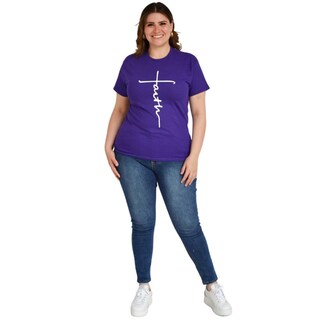 Foto 4 | Foto 4 | Playera Roman Fashion 9001-13 Faith color Púrpura Tallas Extras