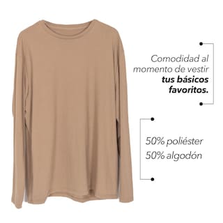 Foto 4 | Foto 4 | Playera LMF Manga Larga Cuello Redondo Plus Size color Beige Tallas Extras