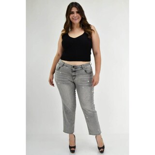 Foto 5 | Foto 5 | Mom Jeans Roman Fashion Tallas Extras 241 color Gris con Brillos