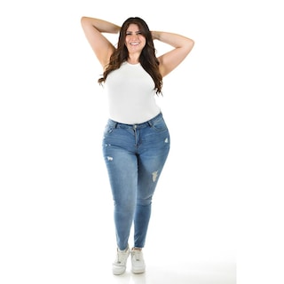 Foto 5 | Foto 5 | Jeans Skinny /tallas Extras, 178 (mezclilla Claro) Azul