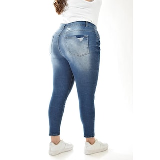 Foto 3 | Foto 3 | Jeans Skinny Con Detalles Desgarrados /tallas Extras, 199 (azul Medio) Azul