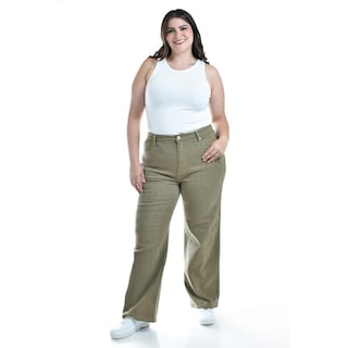 Foto 6 | Foto 6 | Jeans Wide Leg Con Textura /juvenil, 6512 (verde Militar) Verde