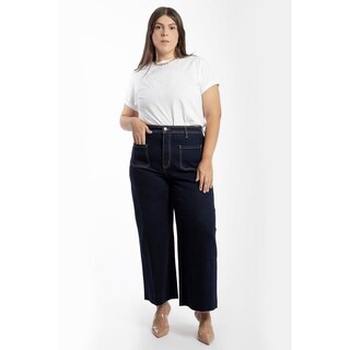 Foto 1 | Foto 1 | Jeans Culotte Con Bolsillos Frontales Tallas Extras, 6859 (mezclilla Tono Oscuro) Azul Oscuro