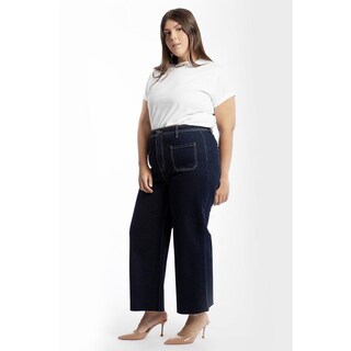Foto 2 | Foto 2 | Jeans Culotte Con Bolsillos Frontales Tallas Extras, 6859 (mezclilla Tono Oscuro) Azul Oscuro
