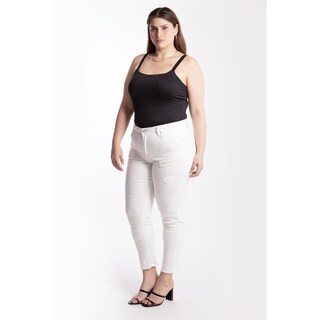 Foto 2 | Foto 2 | Jeans Skinny Con Rasgaduras Tallas Extras, 6474 (blanco) Blanco