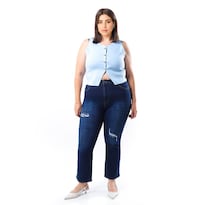 Jeans Recto Con Rasgaduras /tallas Extras, 3721 (azul Dark) Azul Oscuro