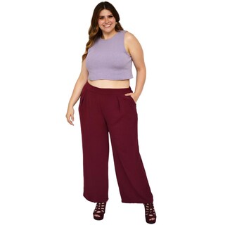 Foto 5 | Foto 5 | Pantalón Pierna Amplia ROMAN FASHION 1982 color Vino Tallas Extras