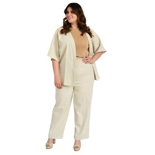 Foto 7 | Foto 7 | Conjunto De Lino Roman Fashion/ Tallas Extras, 4312 (beige) Beige