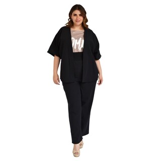 Foto 1 | Foto 1 | Conjunto De Lino Roman Fashion/ Tallas Extras, 4312 (negro) Negro