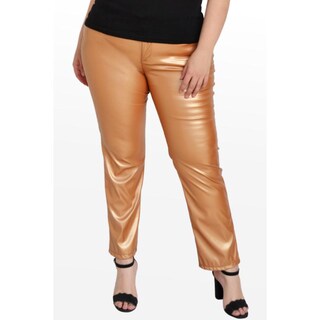 Foto 2 | Foto 2 | Pantalón de Vinipiel Roman Fashion 9505 Dorado Tallas Extras