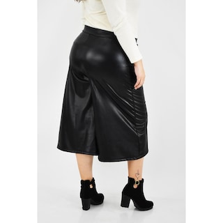 Foto 3 | Foto 3 | Pantalón Culotte Roman Fashion Negro de Vinipiel Tallas Extras para Mujer