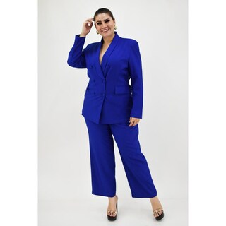 Foto 6 | Foto 6 | Pantalon para Mujer Roman Fashion de Vestir Tallas Extras Azul Rey