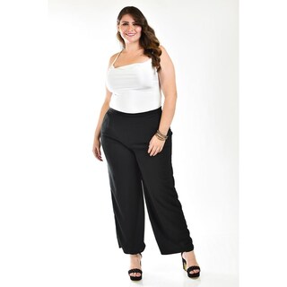 Foto 1 | Foto 1 | Pantalón Pierna Ancha Roman Fashion Negro Tallas Extras para Mujer