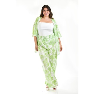 Foto 1 | Foto 1 | Conjunto Plizado Roman Fashion Tallas Extras Verde para Mujer