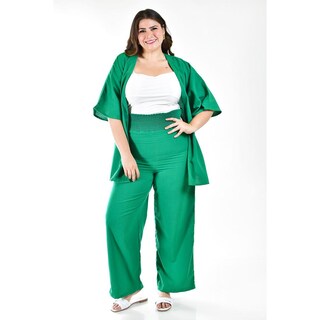 Foto 1 | Foto 1 | Conjunto de Lino Roman Fashion Tallas Extras 4312 Verde