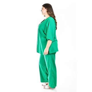 Foto 2 | Foto 2 | Conjunto de Lino Roman Fashion Tallas Extras 4312 Verde