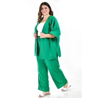 Foto 5 | Foto 5 | Conjunto de Lino Roman Fashion Tallas Extras 4312 Verde