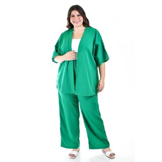 Foto 6 | Foto 6 | Conjunto de Lino Roman Fashion Tallas Extras 4312 Verde