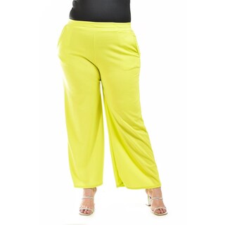 Foto 1 | Foto 1 | Pantalon Pierna Ancha Roman Fashion /tallas Extras, 7045 (lima) Verde Lima