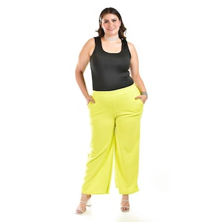 Foto 2 | Foto 2 | Pantalon Pierna Ancha Roman Fashion /tallas Extras, 7045 (lima) Verde Lima