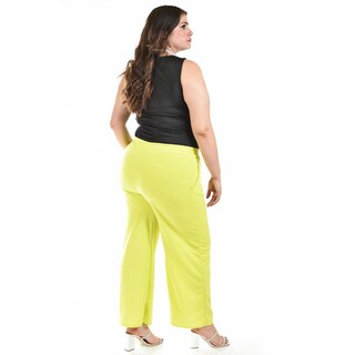 Foto 4 | Foto 4 | Pantalon Pierna Ancha Roman Fashion /tallas Extras, 7045 (lima) Verde Lima