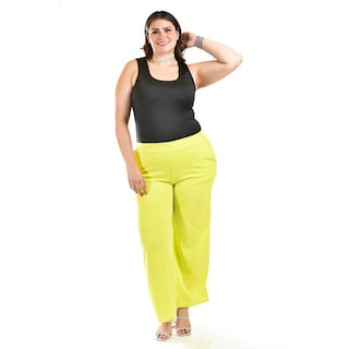 Foto 5 | Foto 5 | Pantalon Pierna Ancha Roman Fashion /tallas Extras, 7045 (lima) Verde Lima