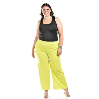 Foto 6 | Foto 6 | Pantalon Pierna Ancha Roman Fashion /tallas Extras, 7045 (lima) Verde Lima
