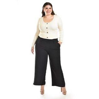 Foto 1 | Foto 1 | Pantalón de Pierna Ancha Roman Fashion Negro Tallas Extras
