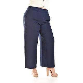 Foto 2 | Foto 2 | Pantalón de Pierna Ancha Roman Fashion 9202 Azul Marino para Mujer