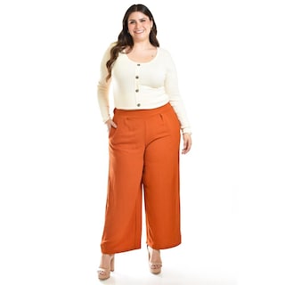 Foto 6 | Foto 6 | Pantalon De Pierna Ancha Roman Fashion /tallas Extras, 9202 (chedron) Naranja Oscuro