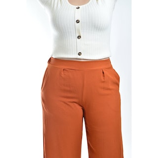 Foto 5 | Foto 5 | Pantalon De Pierna Ancha Roman Fashion /tallas Extras, 9202 (chedron) Naranja Oscuro