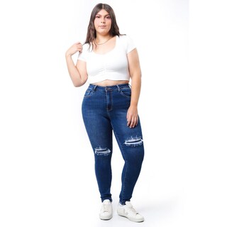 Foto 1 | Foto 1 | Jeans Skinny Con Rasgaduras Tallas Extras, 3716 (azul Oscuro) Multicolor