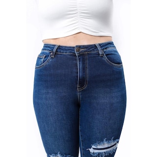 Foto 3 | Foto 3 | Jeans Skinny Con Rasgaduras Tallas Extras, 3716 (azul Oscuro) Multicolor