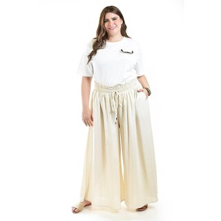 Foto 1 | Foto 1 | Pantalon De Lino Pierna Ancha Roman Fashion /tallas Extras, 9203 (arena) Multicolor