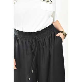 Foto 4 | Foto 4 | Pantalon De Lino Pierna Ancha Roman Fashion /tallas Extras, 9203 (negro) Negro
