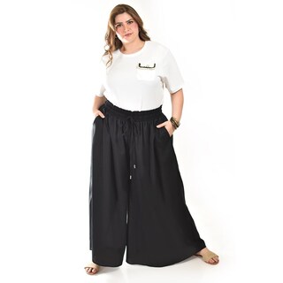 Foto 5 | Foto 5 | Pantalon De Lino Pierna Ancha Roman Fashion /tallas Extras, 9203 (negro) Negro