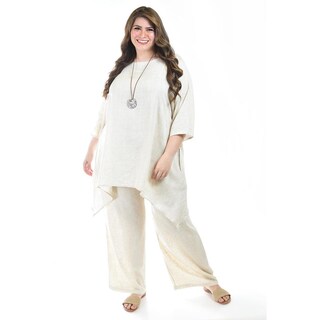 Foto 1 | Foto 1 | Set De Lino Con Collar Roman Fashion /tallas Extras, 9102 (arena) Beige
