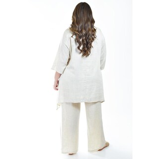 Foto 3 | Foto 3 | Set De Lino Con Collar Roman Fashion /tallas Extras, 9102 (arena) Beige