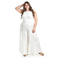 Pantalon Estilo Palazzo Roman Fashion /tallas Extras, R42 (blanco) Blanco